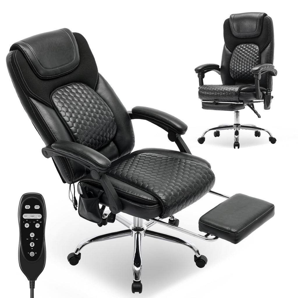 Malol 300 Lbs Big and Tall Massage Office Chair Set of 2-3-level 65°c Targeted Heating, 2easy Assembly Leather Desk Chair with Heat and