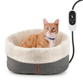 Heated Cat Bed with Auto Shut Off Timer, 17.7" x 13.7" Adjustable Temperature Indoor Pet Heating Cushion Bed for Kittens, Cats, Puppies and Small Dogs, Gray