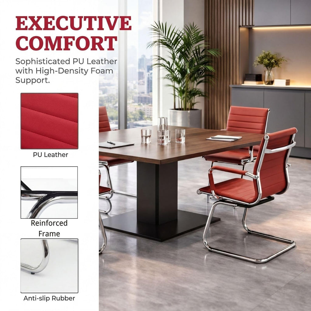 Dm Furniture No Wheels Reception Chairs Waiting Room Chair Leather Conference Chairs Back Support Heavy Duty Office Chair with Arm, Set of 2