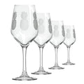 Rolf Glass Fresh Pineapple White Wine Glass | 10.75oz | Lead-Free and Diamond-Wheel Engraved | Engraved in the US | Tropical Glassware with Etched Pineapple Design | Set of 4