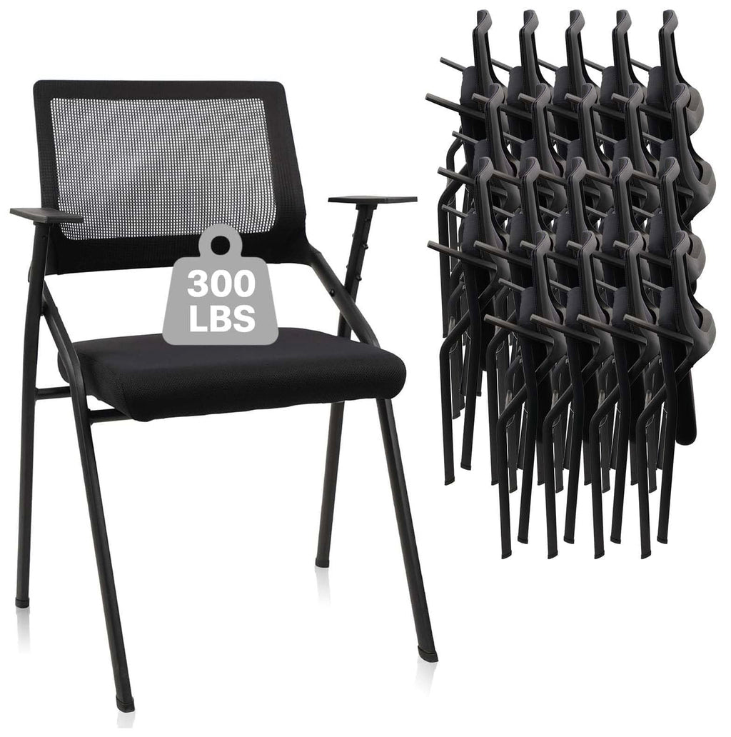 Clatina Stackable & Foldable Office Chairs with Ergonomic Lumbar Support and Thickened Seat Cushion, Folding Mesh Fabric Reception Guest Chair