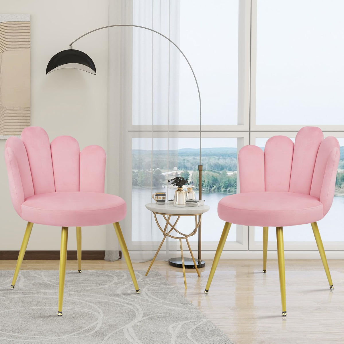 Clatina Waiting Room Guest Chair with Bonded Leather Padded Arm Rest for Office Reception and Conference Desk, Pink, 2 Pk, Brown-sled Base
