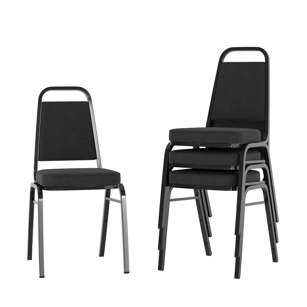 Flash Furniture Hercules Fabric Banquet Chair, Black, 4-pack, Set of 4, Black Fabric/black Frame