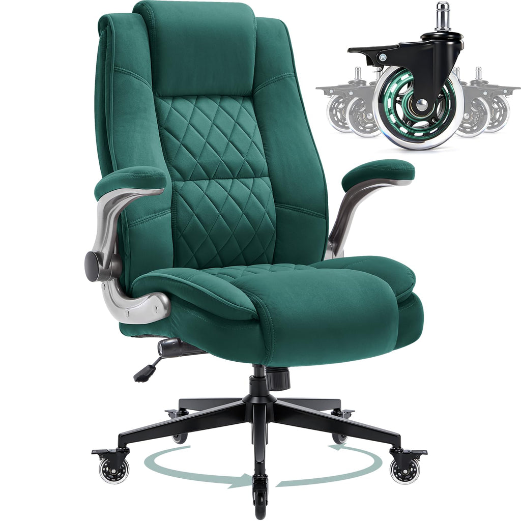 Fabric High Back Office Chair, Thick Padded Ergonomic Computer Desk Chair, Large, Green