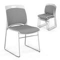 Vingli Stackable Plastic Mesh Padded Chairs for Office Set of 4, Grey, 4 Pack