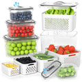 5 Pack Fruit Storage Containers for Fridge - Clear Berry Containers with Colander, Airtight Fridge Organizer Bins with Vent Handle Lids for Refrigerator Organizers and Storage Keep Fresh