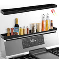 30 Inch Magnetic Stove Top Shelf | 3-Zone Kitchen Organizer with Anti-Slip & Anti-Fall Design | Heat Resistant (-40°F to 446°F) Food-Grade Silicone Spice Rack for Flat-Top Stoves, Black