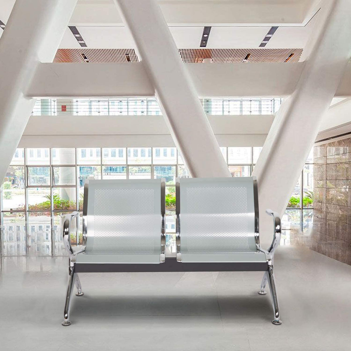 Waiting Room Chair Bench - Airport Reception Bench with Arms Guest Reception Chairs Office Chair Lobby Bench Seating Office Bench Waiting Area