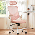 Sweetcrispy Home Office Chair, High Back Office Chair, Lumbar Support, Pink, 20.08"D&High Back&Flip-up Arm