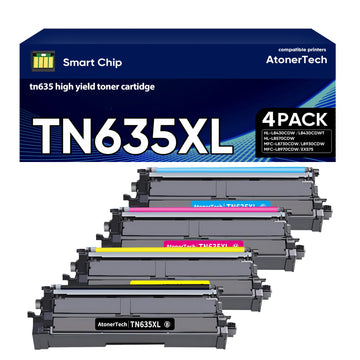 TN635XL / TN635 High Yield Toner Cartridge (with Chip) Compatible for Brother TN635XL TN635 635XL Toner with HL-L8430CDW HL-L8430CDWT MFC-L8730CDW MFC-L8930CDW MFC-L8970CDW Printer | 4-Pack Ink