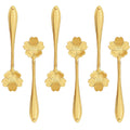 Cherry Blossom Coffee Spoons Set of 6, 5-Inch Gold-Tone Stainless Steel Espresso Spoons, Sakura Flower Mini Tea Spoons for Demitasse, Dessert, Yogurt, Sugar Stirring & Ice Cream