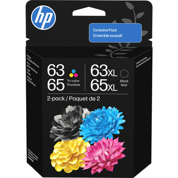 HP Original 63/65XL Black High?Yield + 63/65 Tri-Color| Works DeskJet 1110, 2100, 2600, 3600, 3700, Envy 4500, 5010, 5050, 5070, OfficeJet 3800, 4600, 5200 Series (B87FDAN)