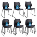 Klasika Stackable Waiting Room Chair, Stacking Office Chair with Ergonomic Lumbar Support and Metal Legs, Plastic Desk Chairs for Conference