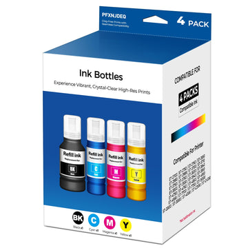 Compatible for EPT502 Ink Refill Bottle 4-Pack ET-2850 ET-3850 ET-4850 ET-15000 ET-2760 Ink Refill Bottles, Use for ET2850 ET3850 ET4850 ET15000 ET2760 ET-2980 ET-3843 ET-3950 ET-4950 ET-3760 Printer