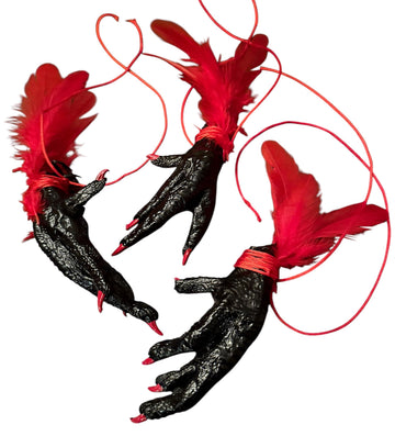 Set of three preserved chicken foot totems - real chicken feet - Folk Magic - Witchcraft Hoodoo, Voodoo - Oddities