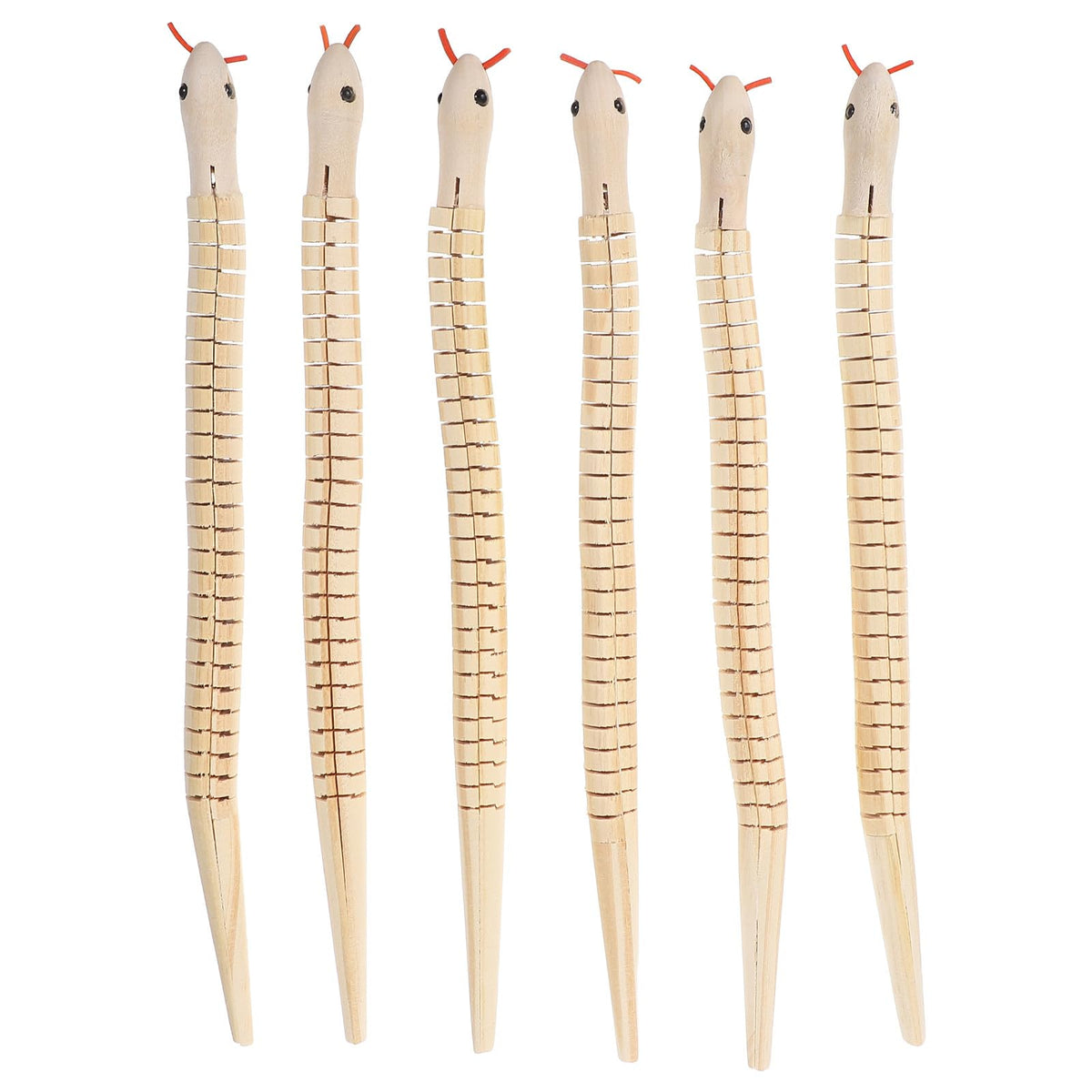 Garneck 6 Pcs Simulation Snake Toy Realistic Wooden Snake Model Flexible Joints Trick Props for Kids Party Pranks and Halloween Fun