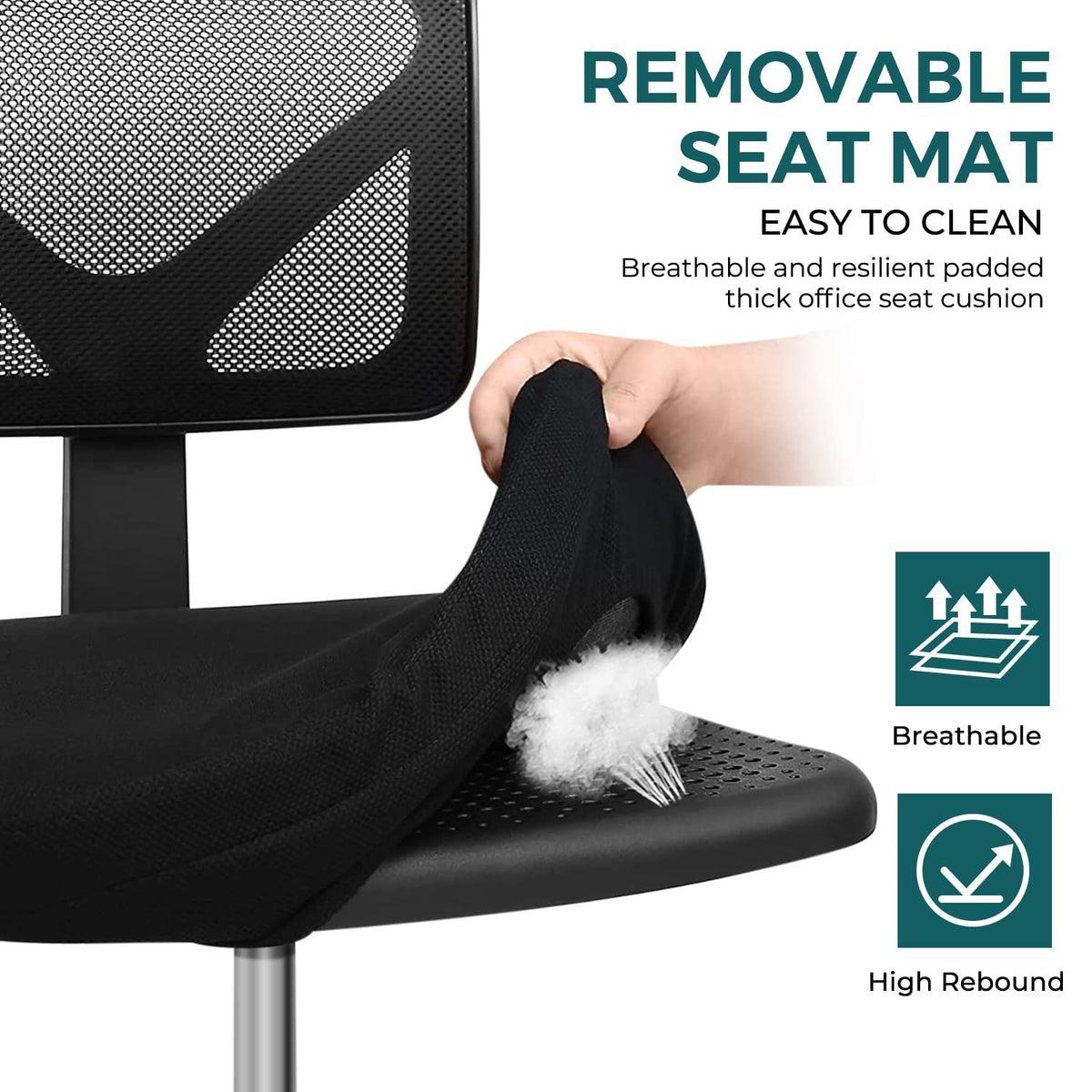 Dumos Armless Desk Chairs, Small Home Office Mesh Chairs, 1pc, Black