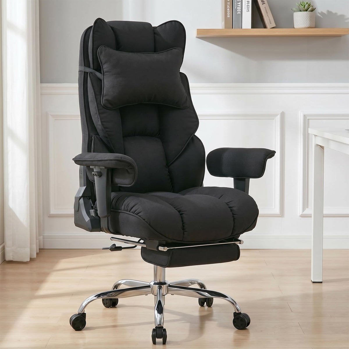 Mokodo Big and Tall Office Chair 400lbs, Breathable Fabric Executive Desk Chair with Pocket Spring Cushion, 155° Reclining Computer Chair with