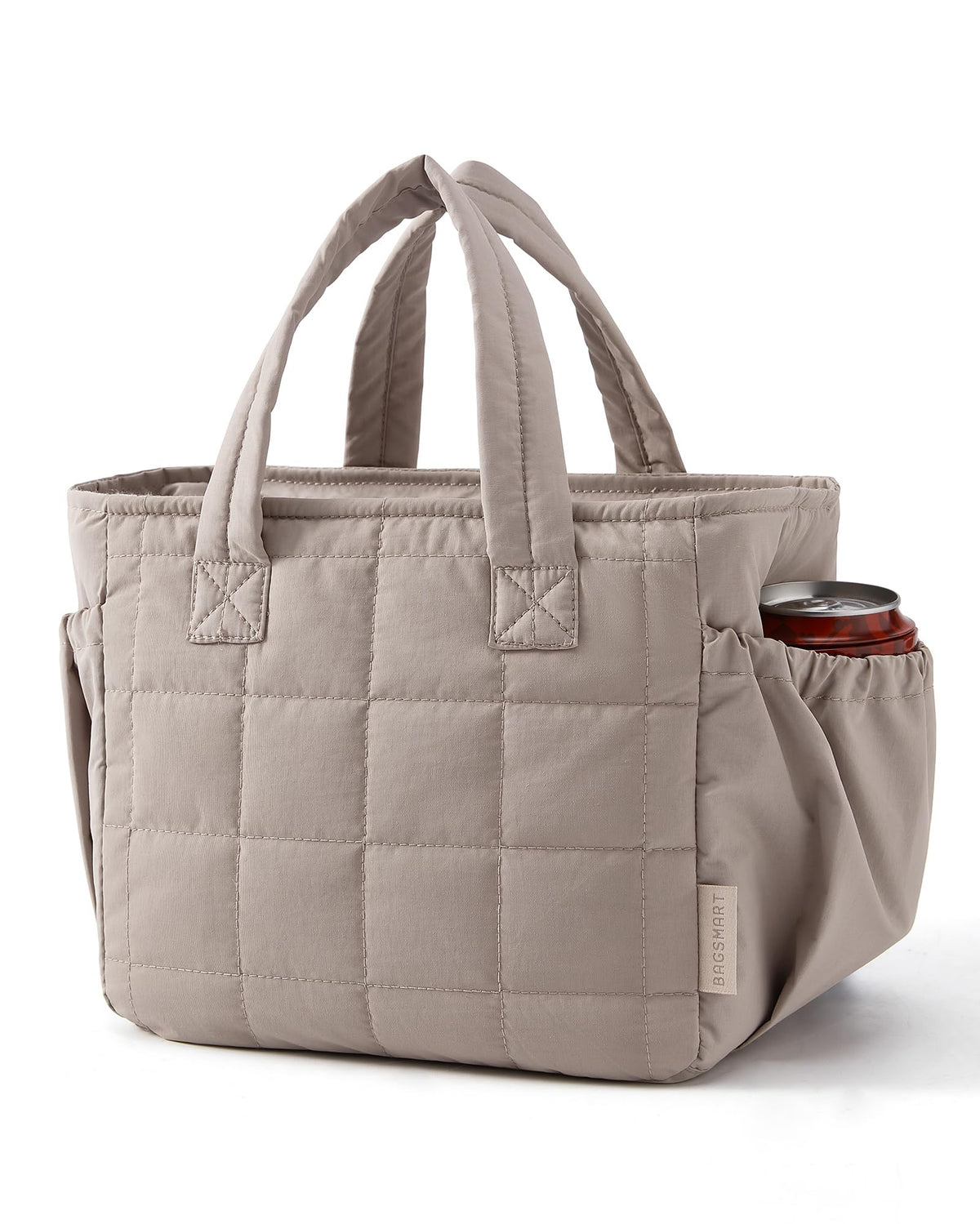 BAGSMART Lunch Bag for Women Small Cute Quilted Lunch Box Insulated Lightweight, Leakproof, Durable & Reusable Tote Bag for Work, Travel, Outdoor, Brown