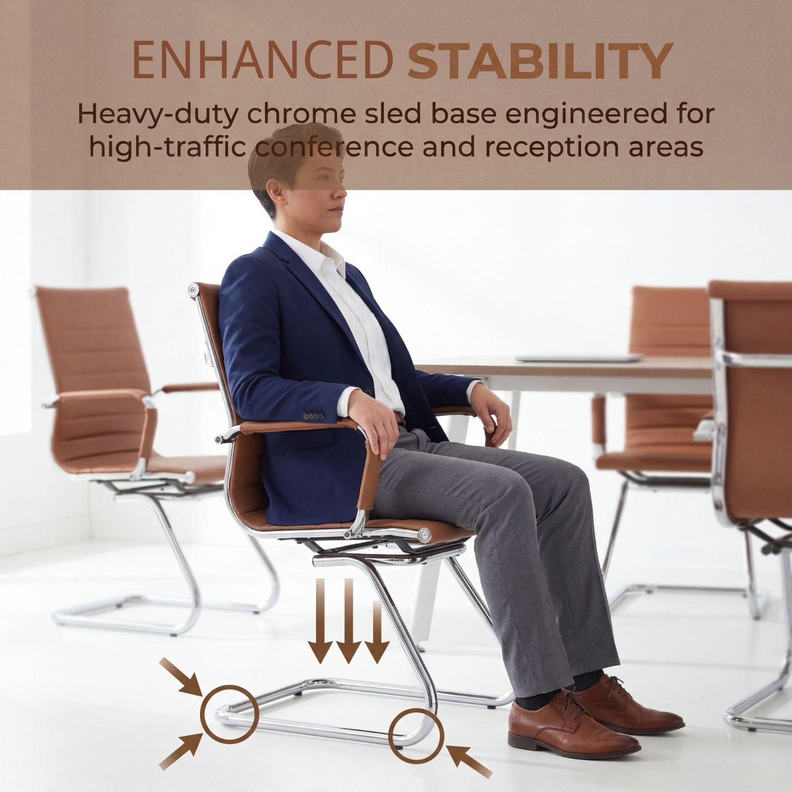 Dm Furniture Conference Room Chairs Set of 2, Waiting Room Chairs with Arms, Faux Leather Reception Chairs No Wheels, Office Guest Chairs with