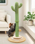 Globlazer Tall Scratching Post for Cats, Cactus Cat Scratching Post Cat Scratcher Cute Sisal Large Cat Scratching Post with Modern Wooden Ball Tracking Interactive Toys, SC30