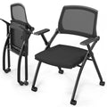 Vingli 2 Pack Stackable Conference Room Chairs with Wheels, Folding Office Chair with Rebound Back, Padded Seat for Training Room, Guest,
