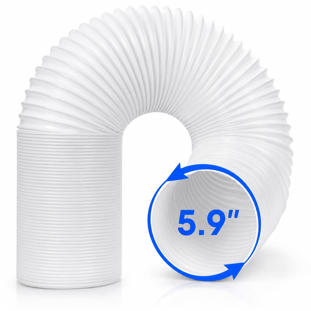 Portable AC Hose 5.9 Inch CounterClockwise, 59" Portable Air Conditioner Exhaust Hose Replacement with Steel Wire, Flexible AC Vent Hose for Delonghi LG Haier Whynter Portable AC Unit