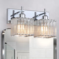 Chrome 2-Light Crystal Bathroom Vanity Light Fixture Over Mirror, Modern Bathroom Wall Light for Living Room, Bedroom, Hallway