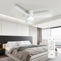 TCL Ceiling Fans with Lights, 42 inch 3 blades Low Profile and Remote Control, Reversible, Flush Mount, 3CCT, Dimmable, Noiseless, Black Ceiling Fan for Bedroom, Indoor Use (White, 42 Inch)