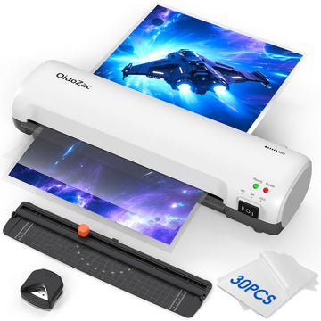 9 Inch Laminating Machine with Hot & Cold Modes, Portable Thermal Laminator Machine A4 with ABS Jam Release, 30 Laminating Sheets, Paper Trimmer & Corner Rounder for Home Office School, Gray&White
