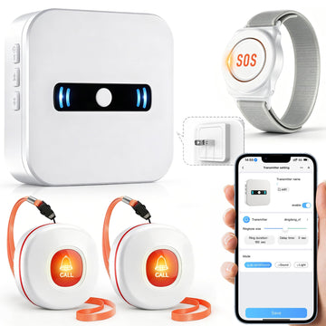 Daytech Wi-Fi Wireless Caregiver Call Button for Elderly/Patient, App Alert Systems for Seniors ?Patients and People with Disabilities ? 1 SOS Alert Watch + 2 Wireless Call Buttons + 1 Receiver?