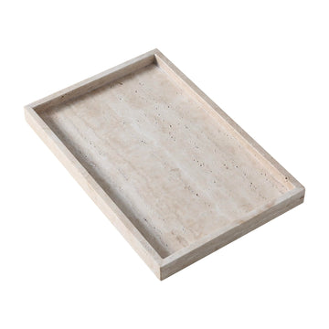 Natural Travertine Rectangular Decorative Tray 15"x10" – Stone Serving Tray