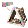 Triangle Cat Scratcher Pad - Foldable Cat Scratching Board with Non-Toxic Thickened Corrugated Paper, Durable Recycled Cardboard for Indoor Cats