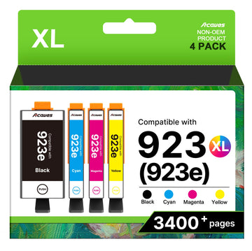 923XL 923 Ink Cartridges for HP Printers (With Chip) Replacement for HP 923 Ink Cartridges High Yield Compatible with OfficeJet Pro 8130e 8125e 8120e 8135e 8138e Printers, 4-Pack Black Color 6C3Y6LN