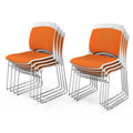 Vingli Stackable Plastic Mesh Padded Chairs for Office Set of 8, Orange, 8 Pack