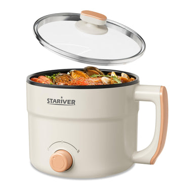Stariver 1.5L Electric Pot, Mini Portable Ramen Cooker?Non-Stick Coating