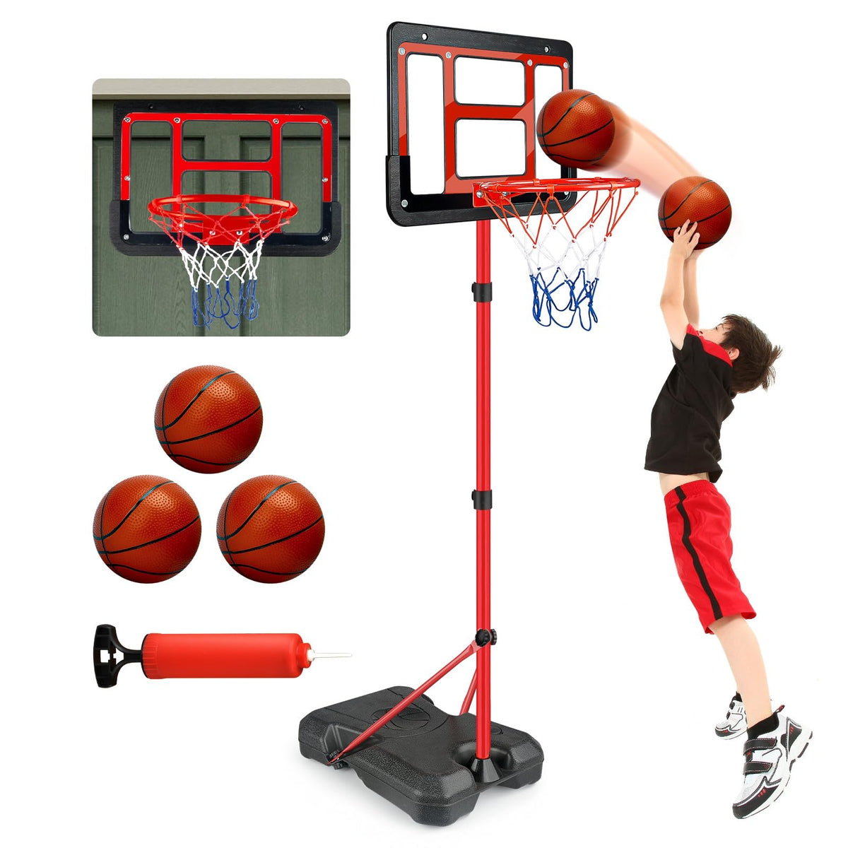 ShyLizard Boys Toy Gifts for 3 4 5 6 7 8 Years Old, Kids Basketball Hoop Adjustable Height 3.5FT-6.2FT, Mini Basketball Hoop for Kids, Basketball Goal Toys Outdoor Indoor Game Gifts for Boys