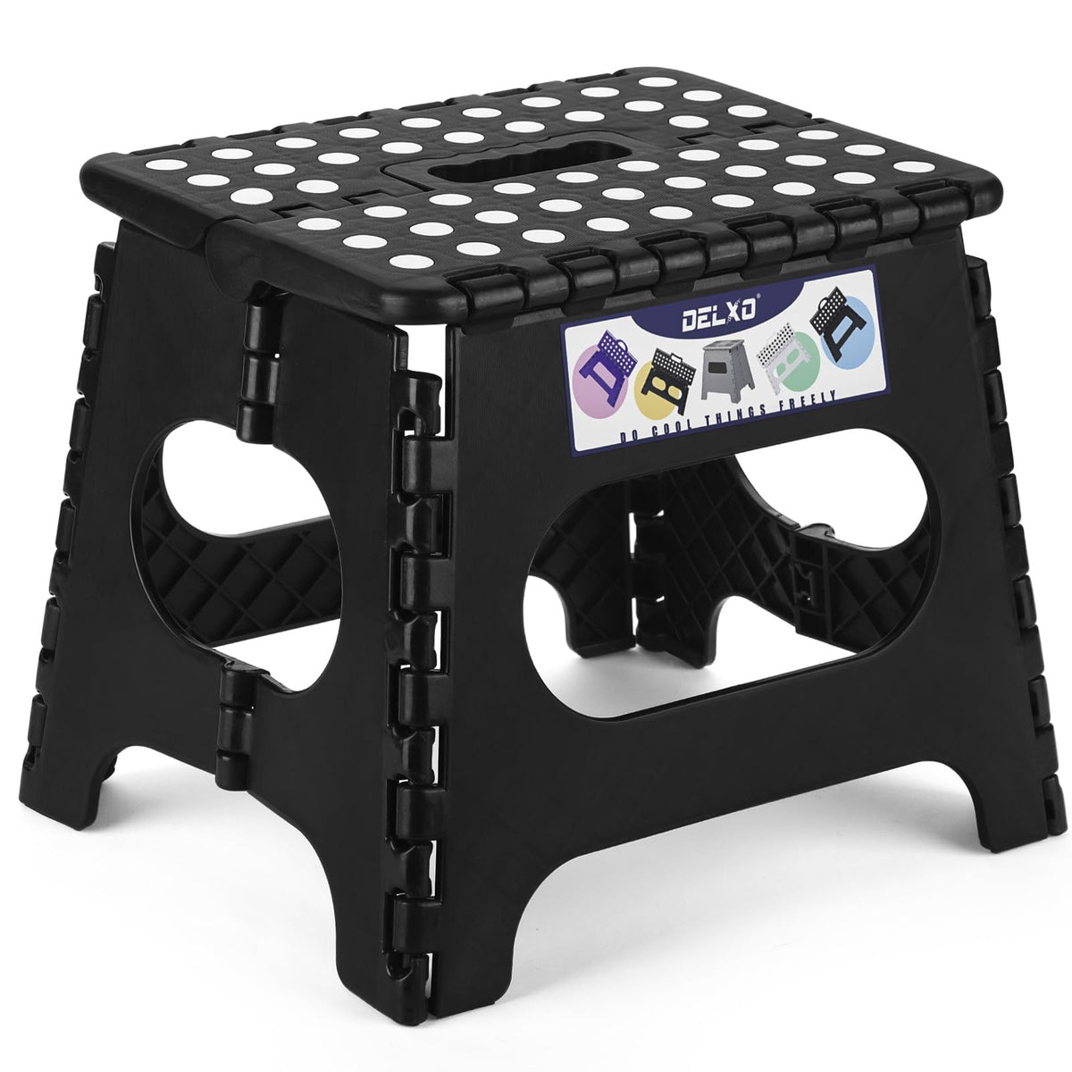 Delxo Folding Step Stool 11 Inch,300 Lbs Step Stool for Kids & Adults Black