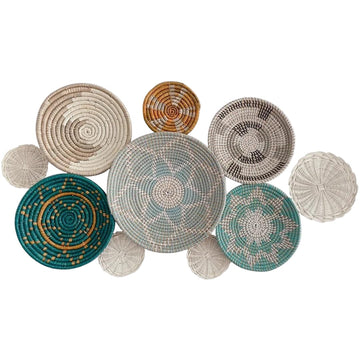 ChumDecor Wicker Basket Wall Decor Set of 10 with Loops, Seagrass, Handmade