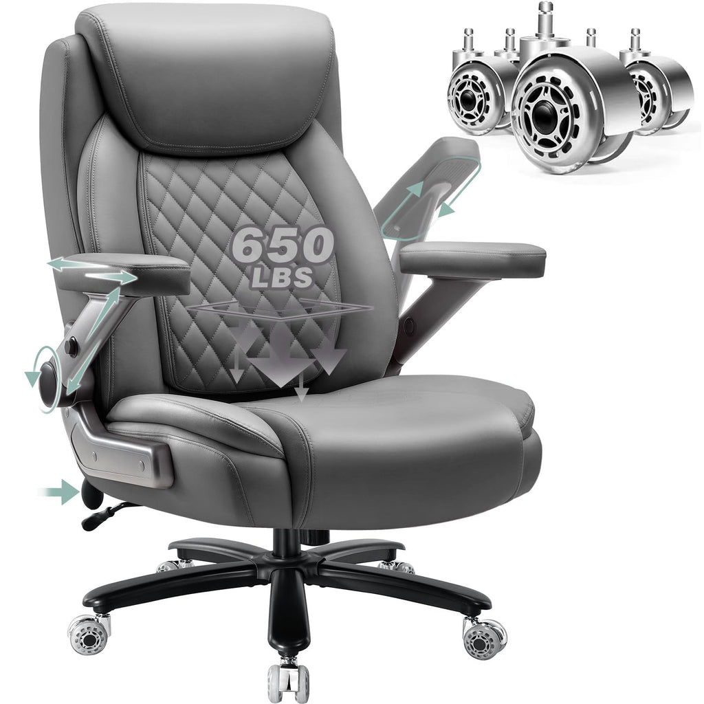 650lbs Large Heavy Duty Office Chair with 5d Flip Arms,comfy Big and Tall Executive Office Desk Chair with Pocket Spring Cushion,high Back