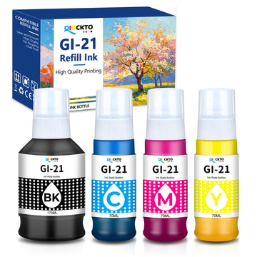 G3270 G3290 GI-21 Ink Refill Bottles Kit Compatible with Canon PIXMA GI21 G3270 G3290 G4270 G4280 G1220 G3260 G2270 G2260 G1230 MegaTank Printer for Canon GI-21 GI21 GI 21 Ink Refill Bottles 4 Pack