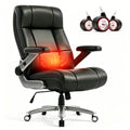 Chairker Big and Tall Office Chair with Massage Heat for Heavy Duty People, 400LBS, Black-leather