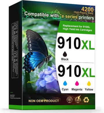 XVIX 910XL Combo Pack: Replacement to HP 910 910XL OfficeJet Pro 8015e, 8025e, 8035e, 8010, 8020, 8028, 8035 Series Printers (4-Pack)