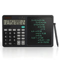 Desk Calculator with Erasable Writing Pad, 12-Digit Wide Screen Display, 100,000+ Reusable LCD Notepad, One-Click Clear & Lock Function, Solar and Battery Dual Power for Office,School,Business (Black)