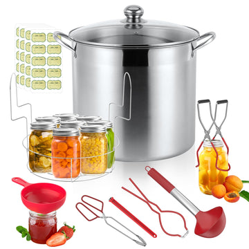 BriSunshine 21.5QT Stainless Steel Canning Pot with Rack and Lid