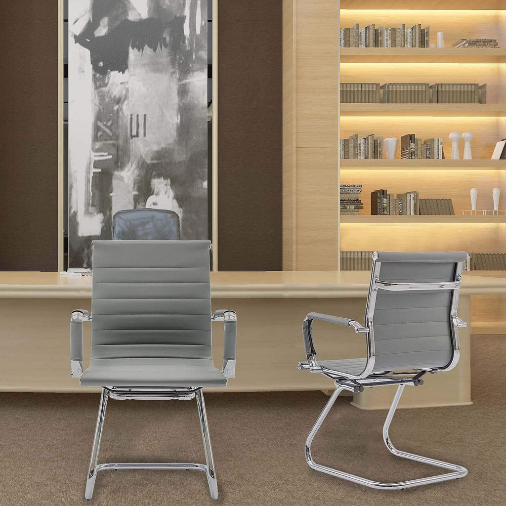 Dm Furniture Conference Room Chairs Set of 6, Waiting Room Chairs with Arms, Faux Leather Reception Chairs No Wheels, Office Guest Chairs with