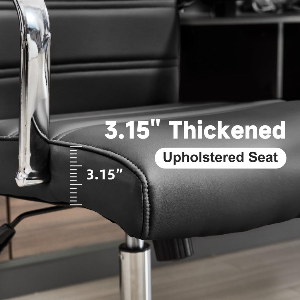 Office Desk Chair Leather, Conference Room Chairs with Wheels, Modern Executive Office Chairs Adjustable Height, Ergonomic Swivel Rolling