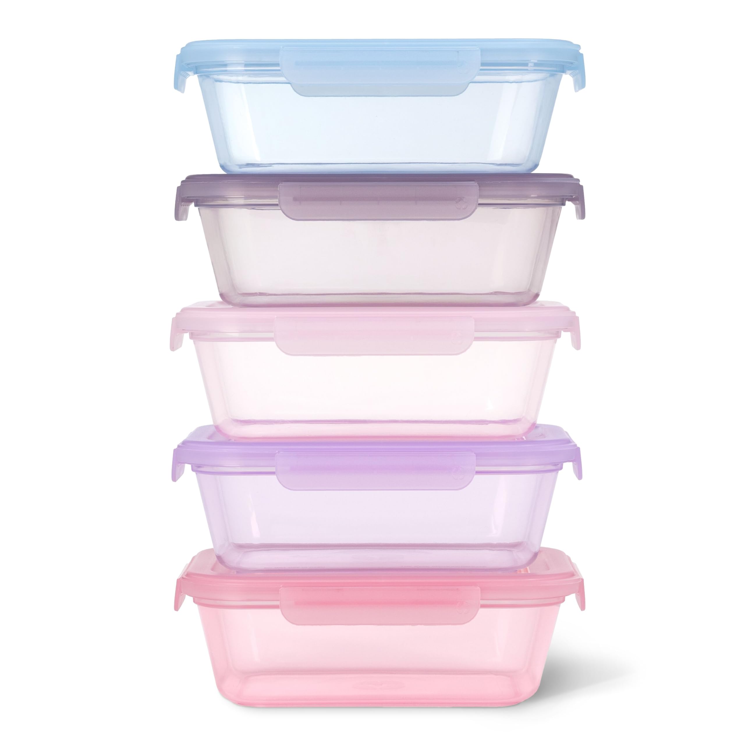 Ello Snap & Nest 10-Piece 4.5 Cup Plastic Meal Prep Set, Reusable Food Containers for Healthy Eating, Freezer, Dishwasher Safe, Berry Fields
