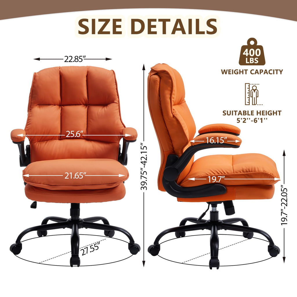 Comfy Office Chair Soft and Double Cushioned Ergonomic Computer Desk Chair, Orange