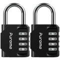 Puroma 2 Pack Combination Lock 4 Digit Padlock for School Gym Locker, Sports Locker, Fence, Toolbox, Case, Hasp Storage (Black & Code Window)